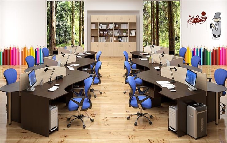 Офисный комплект мебели SIMPLE с эргономичными столами и тумбами в Кушве - изображение 4